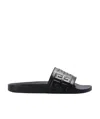 Givenchy 4g Logo Embossed Slip-on Sandals In Black