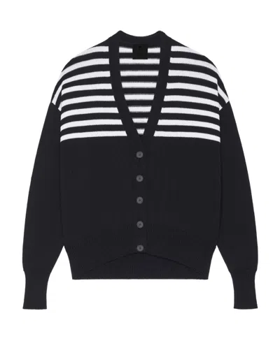 GIVENCHY GIVENCHY 4G PATCH STRIPED KNIT CARDIGAN