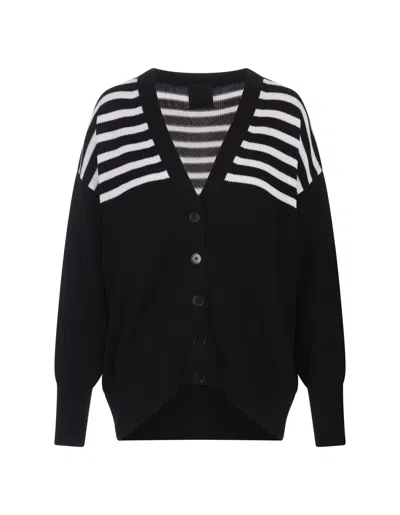 GIVENCHY 4G STRIPED CARDIGAN IN BLACK COTTON