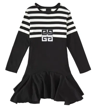 Givenchy Kids' 4g条纹棉质连衣裙 In Black