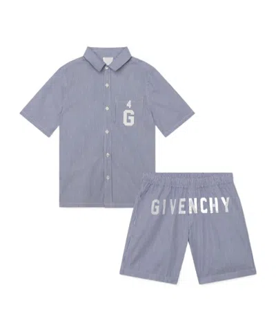 Givenchy 4g Striped Cotton Shorts Set In Purple