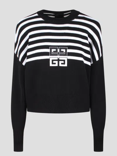 Givenchy Cropped Wool Sweater With Logo Embroidery In Black