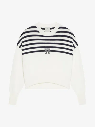 Givenchy 4g Striped Sweater In Wool And Cotton In White