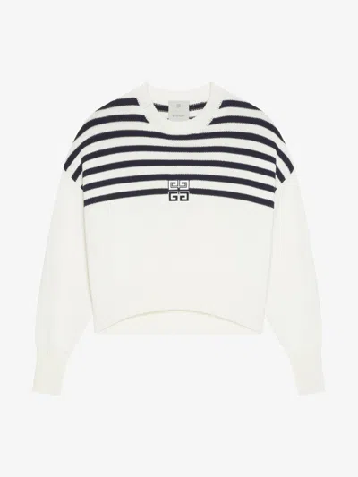 Givenchy 4g Striped Sweater In Wool And Cotton In Multi