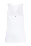 Givenchy Women's White Logo-plaque Cropped Ribbed Cotton-jersey Tank Top In White