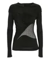 Givenchy Draped Top In Jersey And 4g Lace In Black