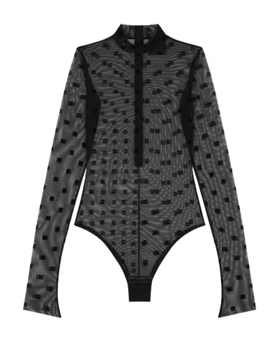 Givenchy Polka-dot Mock Neck Bodysuit In Black