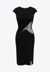 Givenchy Womens Black Semi-sheer Cut-out Woven Midi Dress In Black
