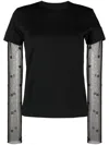 Givenchy 4g Tulle-sleeve T-shirt In Black