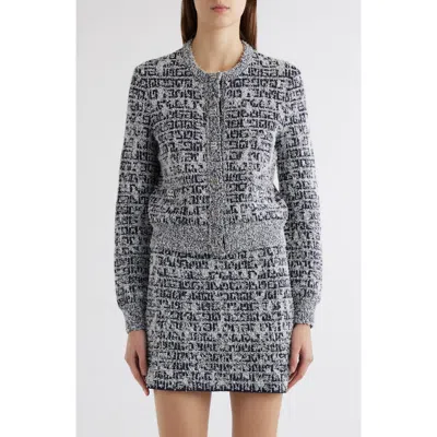 Givenchy Cardigan In 4g Tweed With 4g Detail In Blue