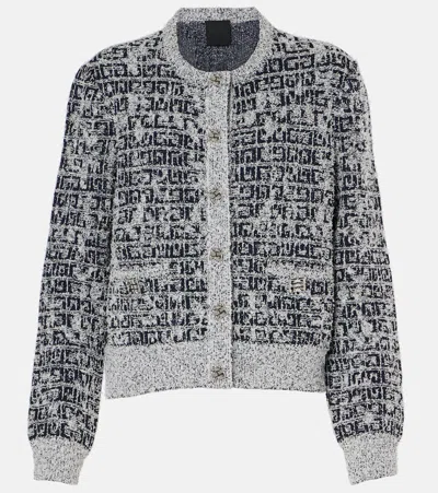 Givenchy Cardigan In 4g Tweed With 4g Detail In Blue