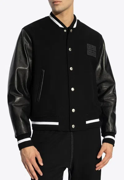 Givenchy 4g Varsity Patch Bomber Jacket In Black