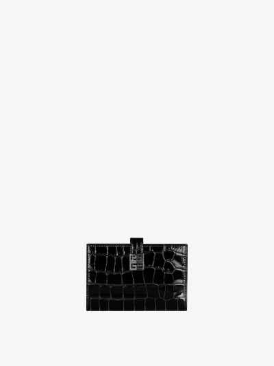 Givenchy 4g Wallet In Crocodile Effect Leather In Black