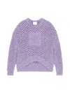 Givenchy Asymmetric Chunky Knit High-low Crewneck In Purple