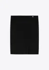 Givenchy Black Wool Skirt With Metal Button 4g In Black