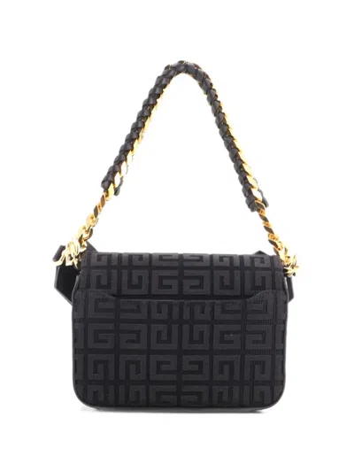 Pre-owned Givenchy 4g Woven Chain Top Handle Bag 4g Canvas Small Shoulder Bag In Black