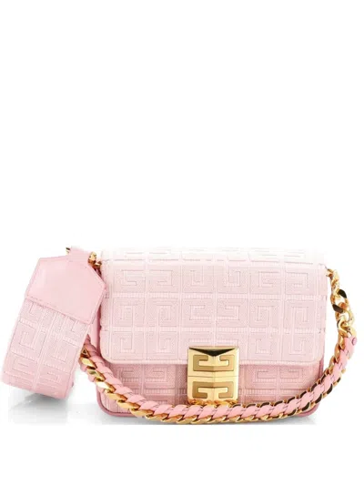 Pre-owned Givenchy 4g Woven Chain Top Handle Bag 4g Canvas Small Shoulder Bag In Pink