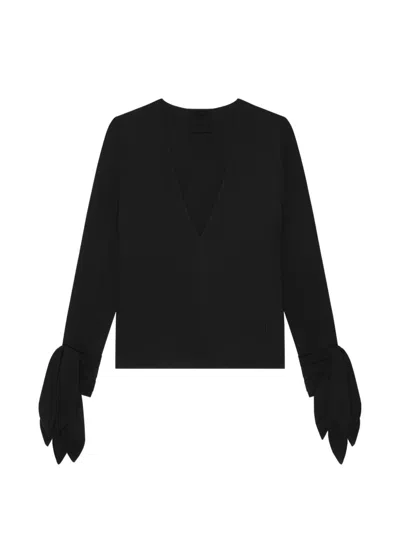 Givenchy 4g-embroidered Bow-detail Blouse In Black