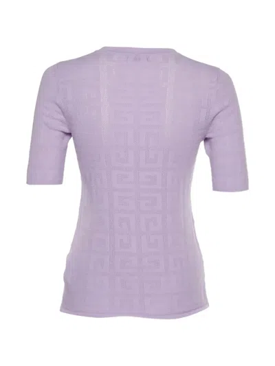 Pre-owned Givenchy 4g-monogram Knit Top In Purple
