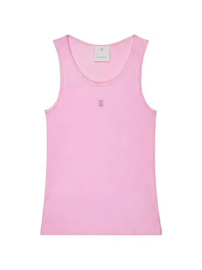 Givenchy 4g-plaque Ribbed-knit Tank Top In Pink