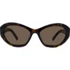 Givenchy 57mm Cat Eye Sunglasses In Dark Havana/brown