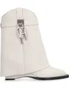 Givenchy Shark Lock Cowboy Leather Ankle Boots In Weiss
