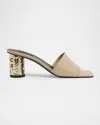Givenchy Tape Heeled Mules In Mirror Effect Leather In Neutral