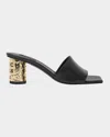 Givenchy 65mm Logo Heel Leather Mule Sandals In Black