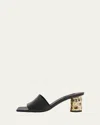 Givenchy 65mm Logo Heel Leather Mule Sandals In Multi