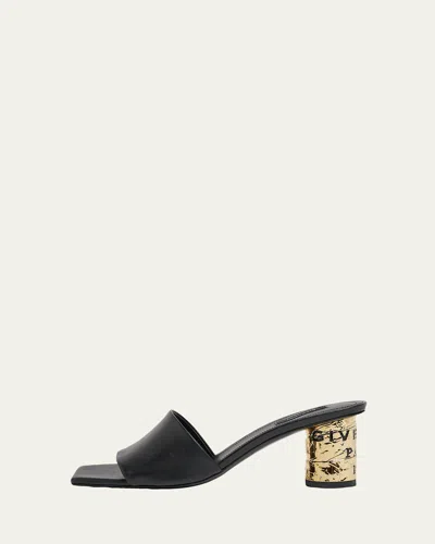 GIVENCHY 65MM LOGO HEEL LEATHER MULE SANDALS