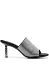 Givenchy Strass G Cube-heel Slide Sandals In Silver