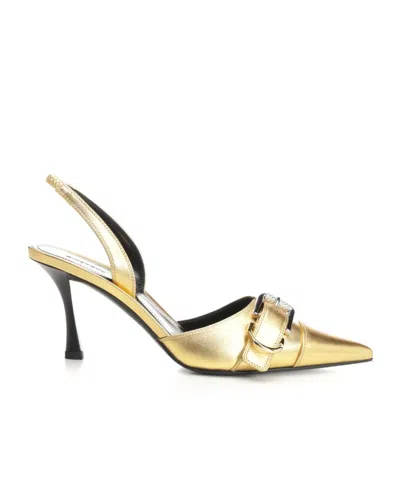 Givenchy Voyou Metallic Buckle Slingback Pumps In Golden