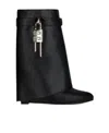 Givenchy Shark Lock 90 Leather Ankle Boots Shoes In Black