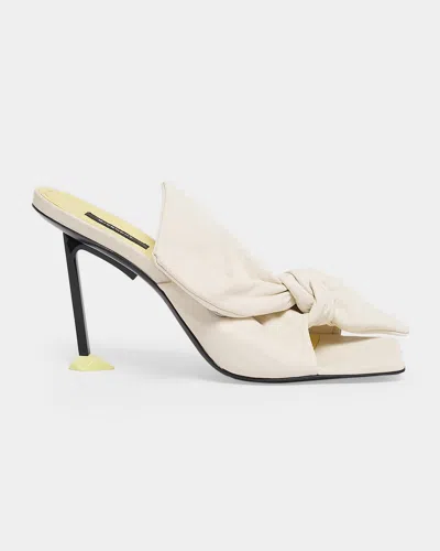 Givenchy 95mm Bow Leather Mule Sandals In White