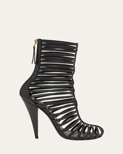 Givenchy 95mm Caged Leather Booties In Black
