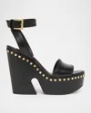 Givenchy Clog Platform Sandals In Leather With Studs Detail In Black