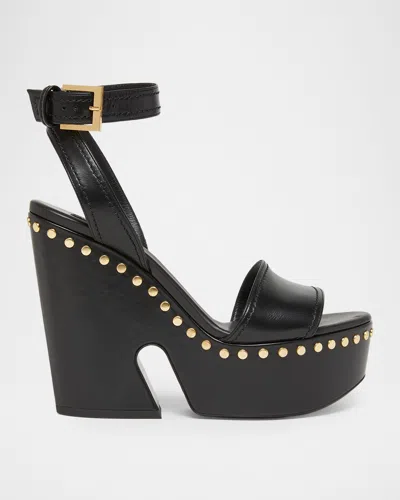 Givenchy 95mm Platform Leather Clog Sandals In Black