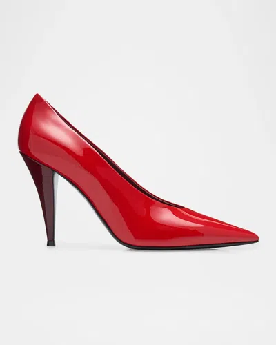 Givenchy 95mm Pointy Patent Leather Pumps In Vermil
