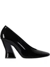 Givenchy Glossy Finish Curved Heel Pointed Toe Mules In Black
