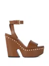Givenchy Clog Platform Sandals In Leather With Studs Detail In Brown