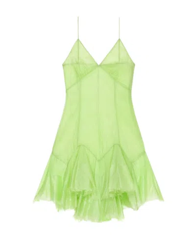 Givenchy Light Straps Dress With Ruffles In Bright Green