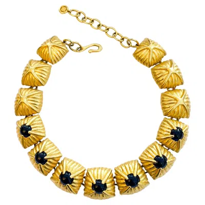 Pre-owned Givenchy A Dynamic Gilt Metal/blue Glass Cabuchon Necklace, , France, 1980s In Multi