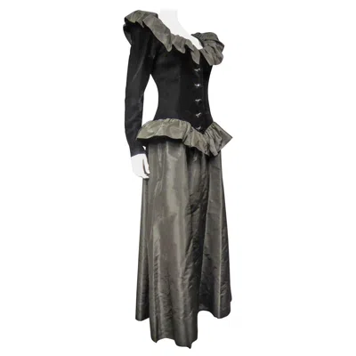 Pre-owned Givenchy A  Couture Velvet And Taffeta Evening Dress - French Circa 1980 In Black