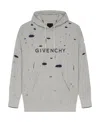 Givenchy A Hooded Sweater With A Broken Hole In Gray