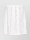 Givenchy A-line Skirt With Embroidered Perforated Pleated Design In White