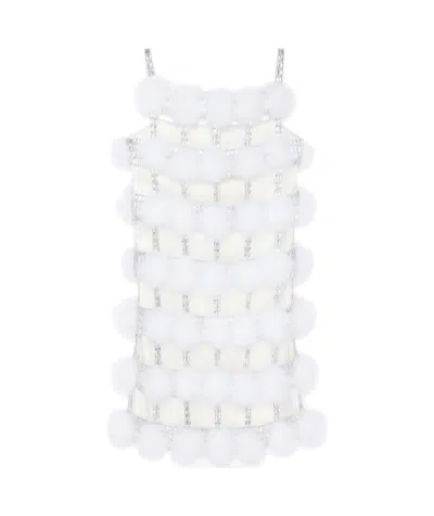 Givenchy A Satin Dress Decorated With Pompoms And Crystals In White