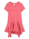 Givenchy Girl's Logo-print Flounce Dress In Fucsia