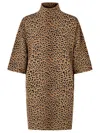 Givenchy Abito Mini In Jacquard Leopardato In Brown