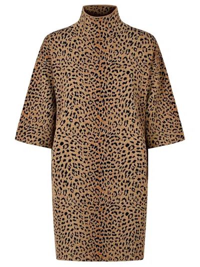 Givenchy Abito Mini In Jacquard Leopardato In Marrone
