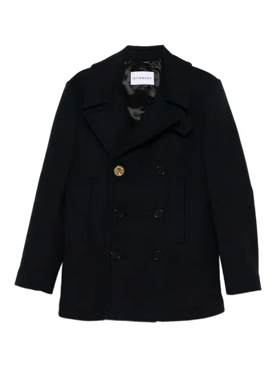 Givenchy Double-breasted Coat Featuring Front Pockets In Blue